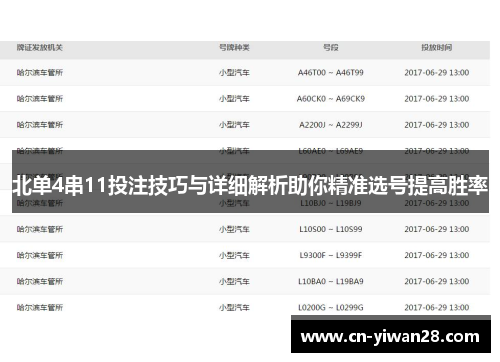 北单4串11投注技巧与详细解析助你精准选号提高胜率